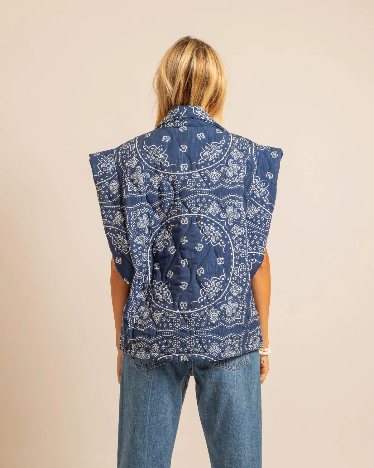 Aokyanos Brooklyn Bandanas Bleu gilet matelassé viscose