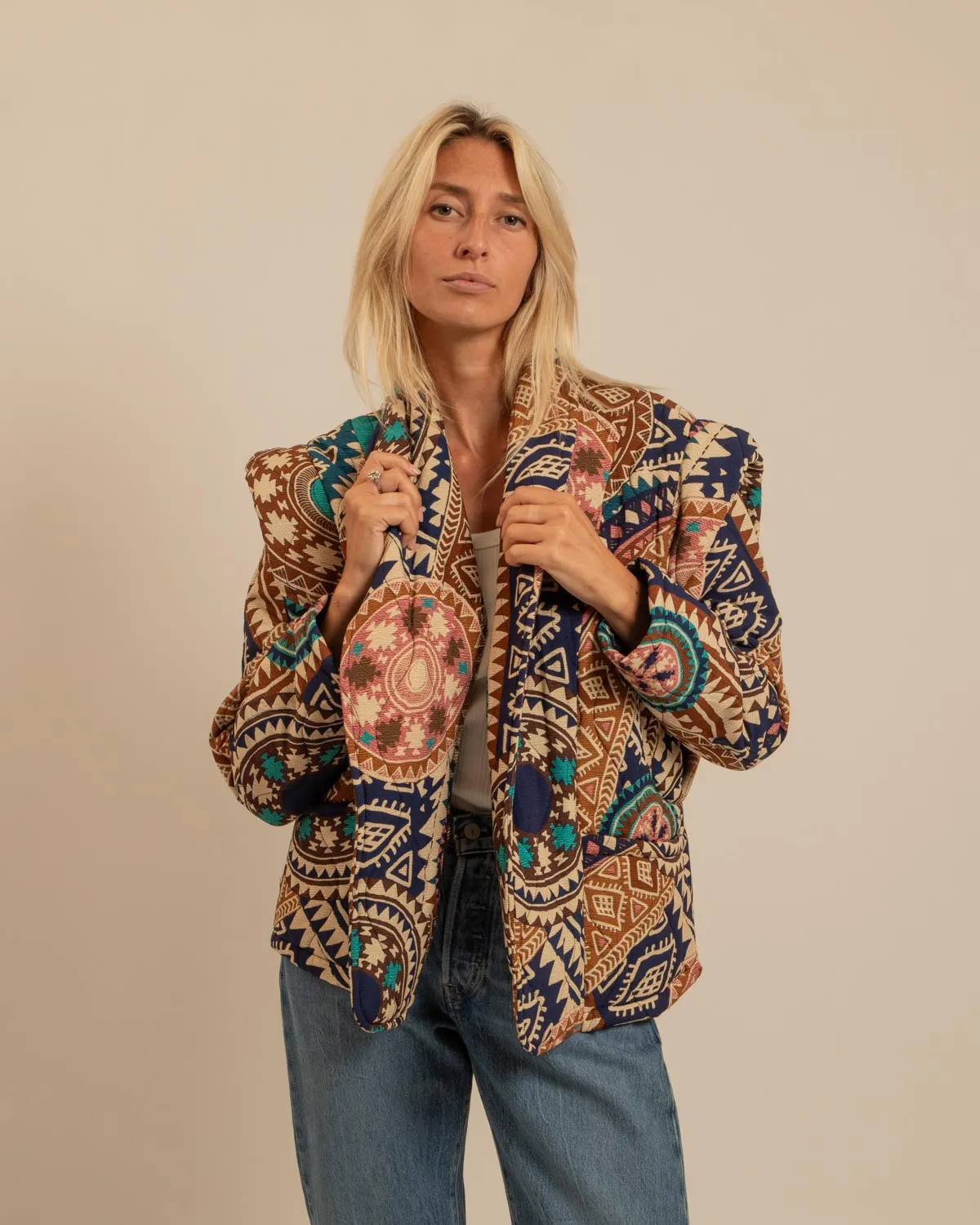 AOKYANOS San Francisco Nazcas kimono navy matelassé