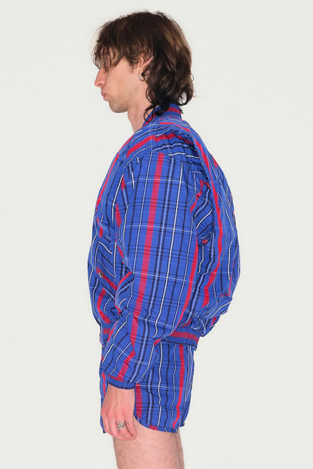 Jeanne Friot Resistance Bombers veste tartan bleu