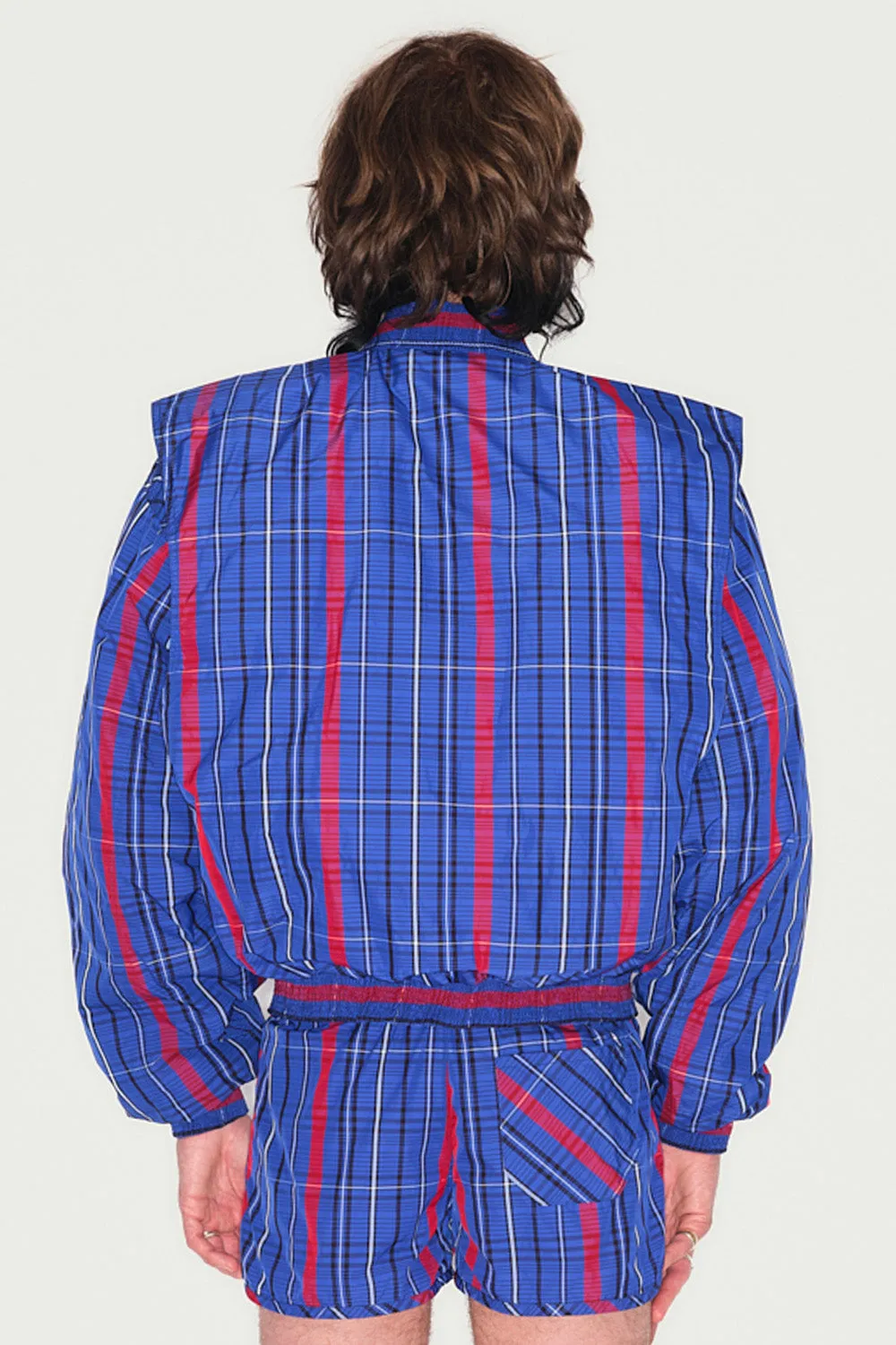 Jeanne Friot Resistance Bombers veste tartan bleu