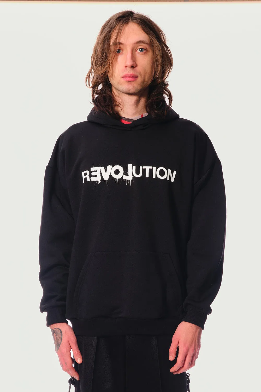 Jeanne Friot Revolution hoodie noir oversize argent molleton