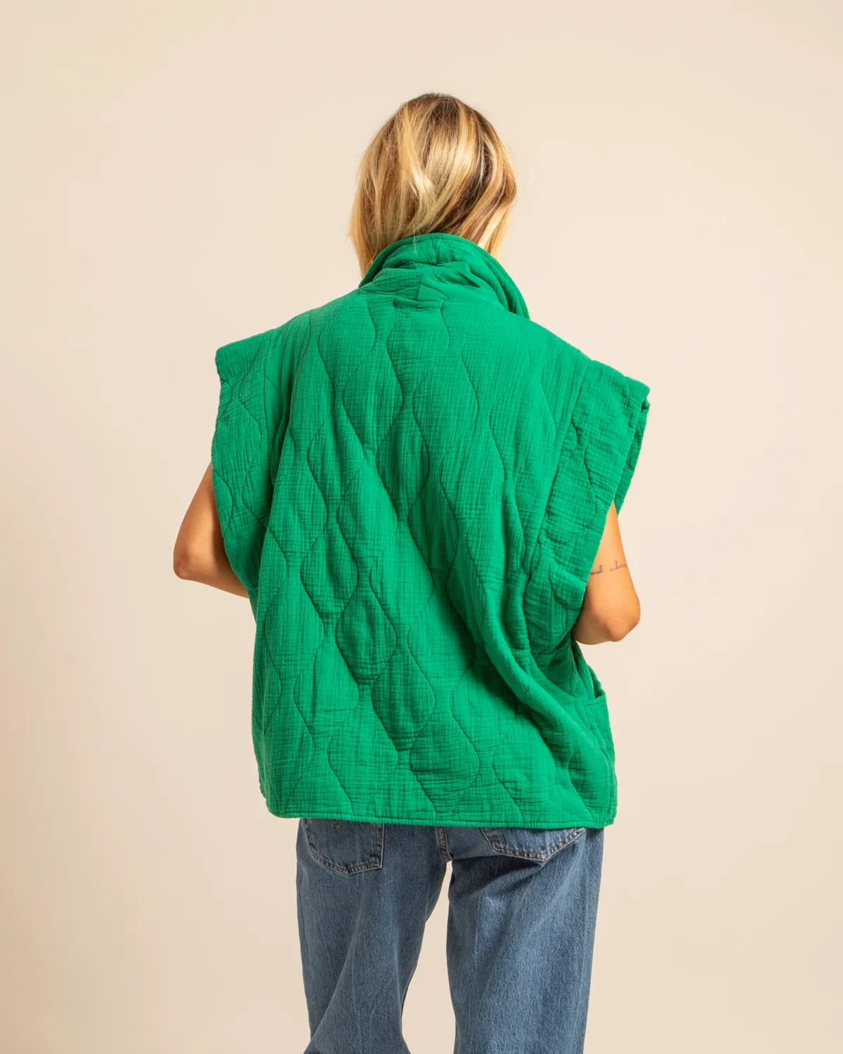 AOKYANOS Brooklyn gilet vert double gaze coton