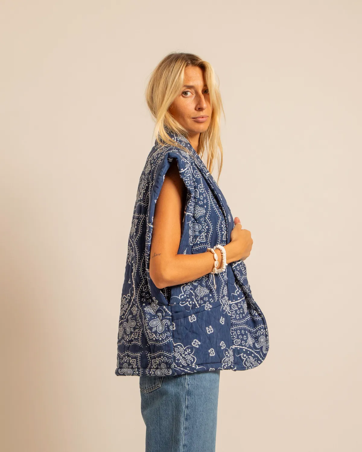 Aokyanos Brooklyn Bandanas Bleu gilet matelassé viscose