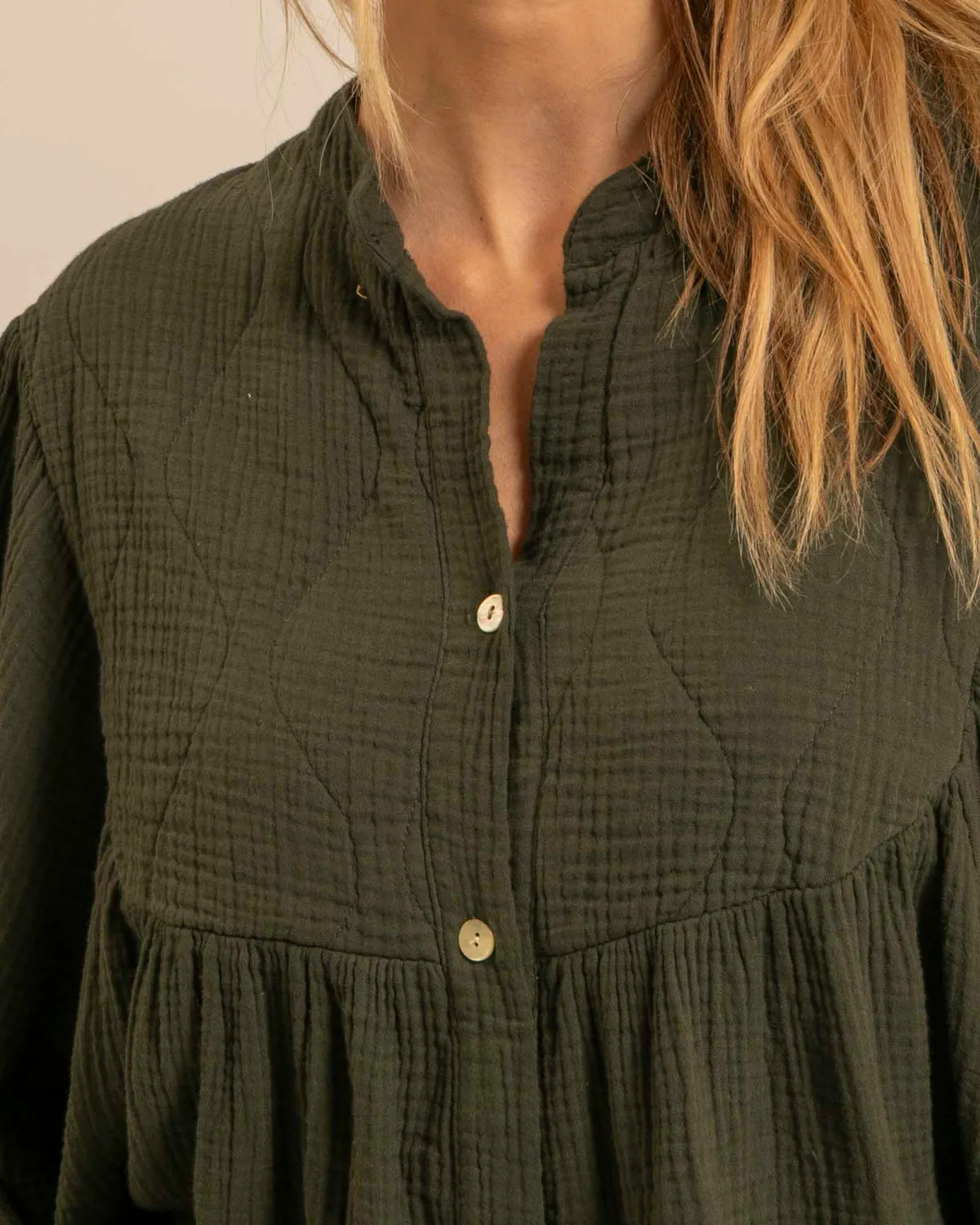 Aokyanos Los Angeles chemise kaki coton matelassée