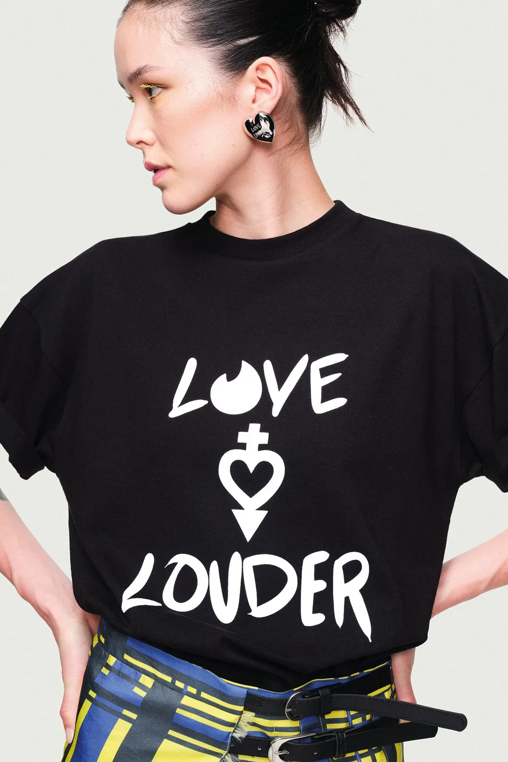 JEANNE FRIOT Love Louder tee coton recyclé blanc