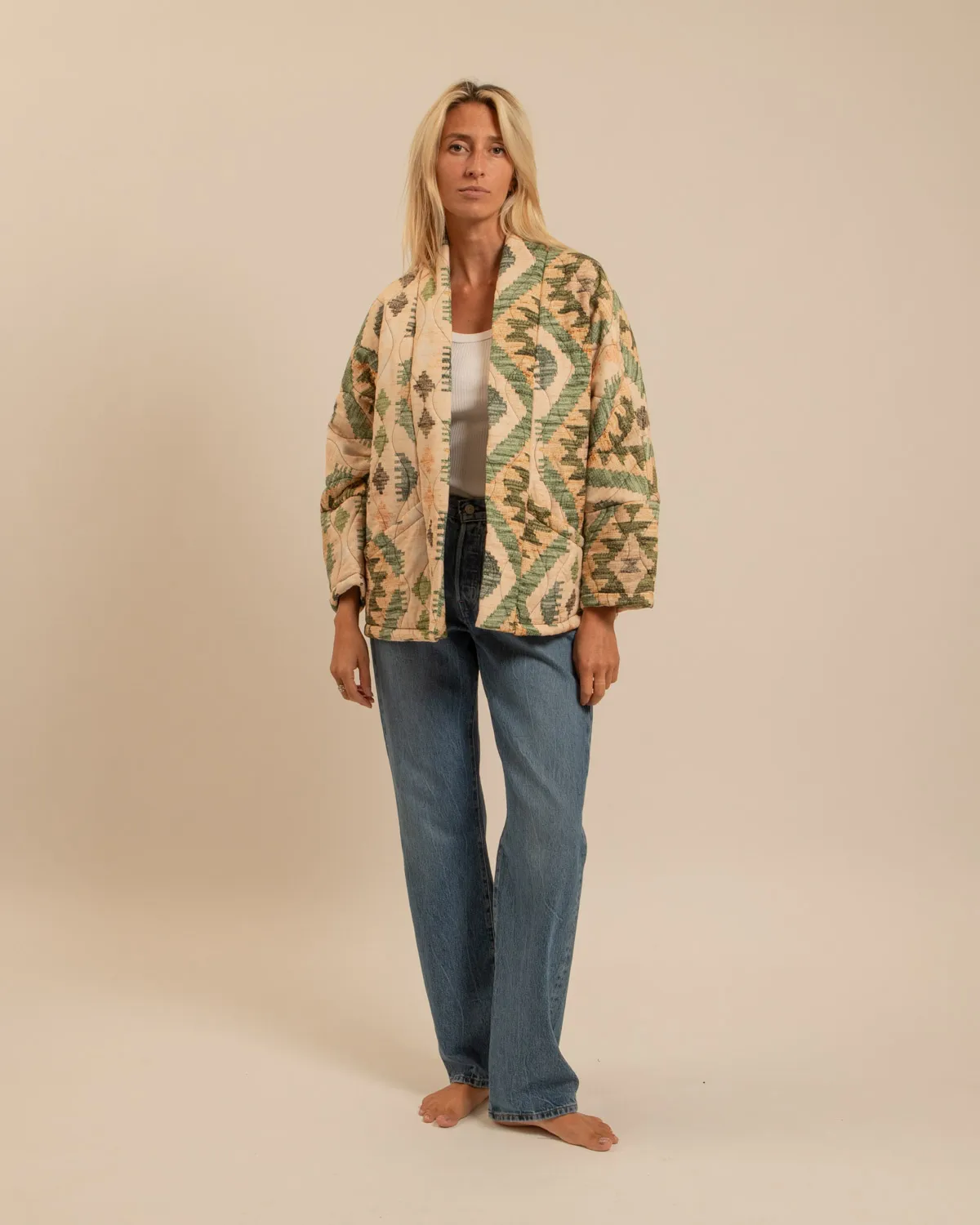 AOKYANOS Chicago Cibola Kaki kimono matelassé viscose