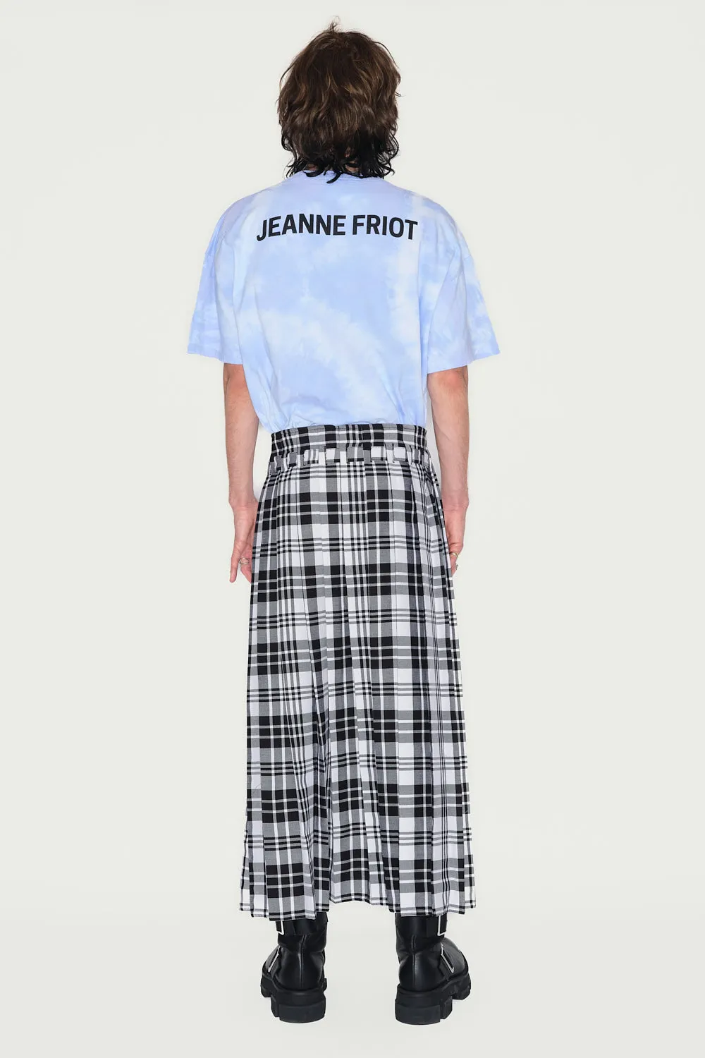 Jeanne Friot Resistance Long Kilt plissé tartan noir