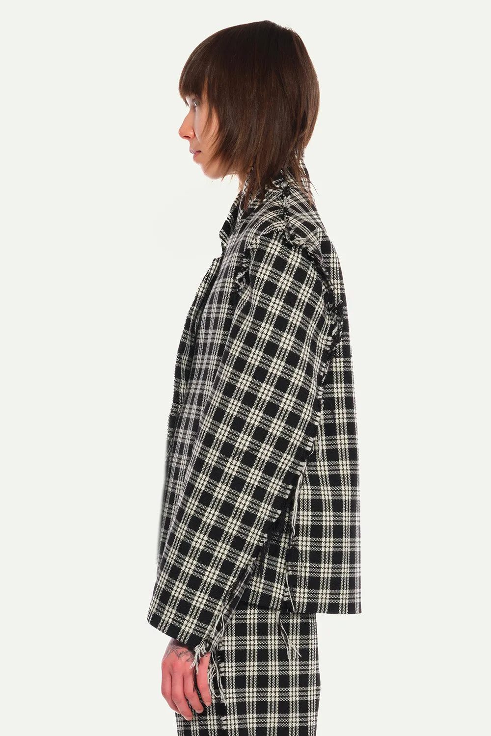 JEANNE FRIOT Tartan Suit Jacket veste laine oversize