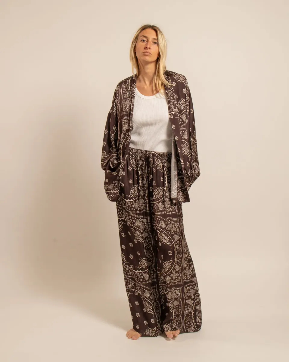 Aokyanos Chicago Bandana Chocolat veste kimono viscose