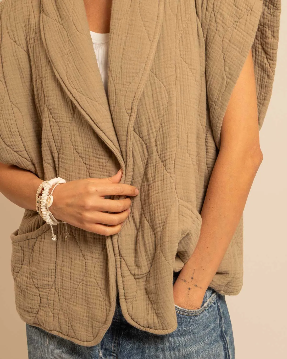 AOKYANOS Brooklyn kimono Beige coton matelassé