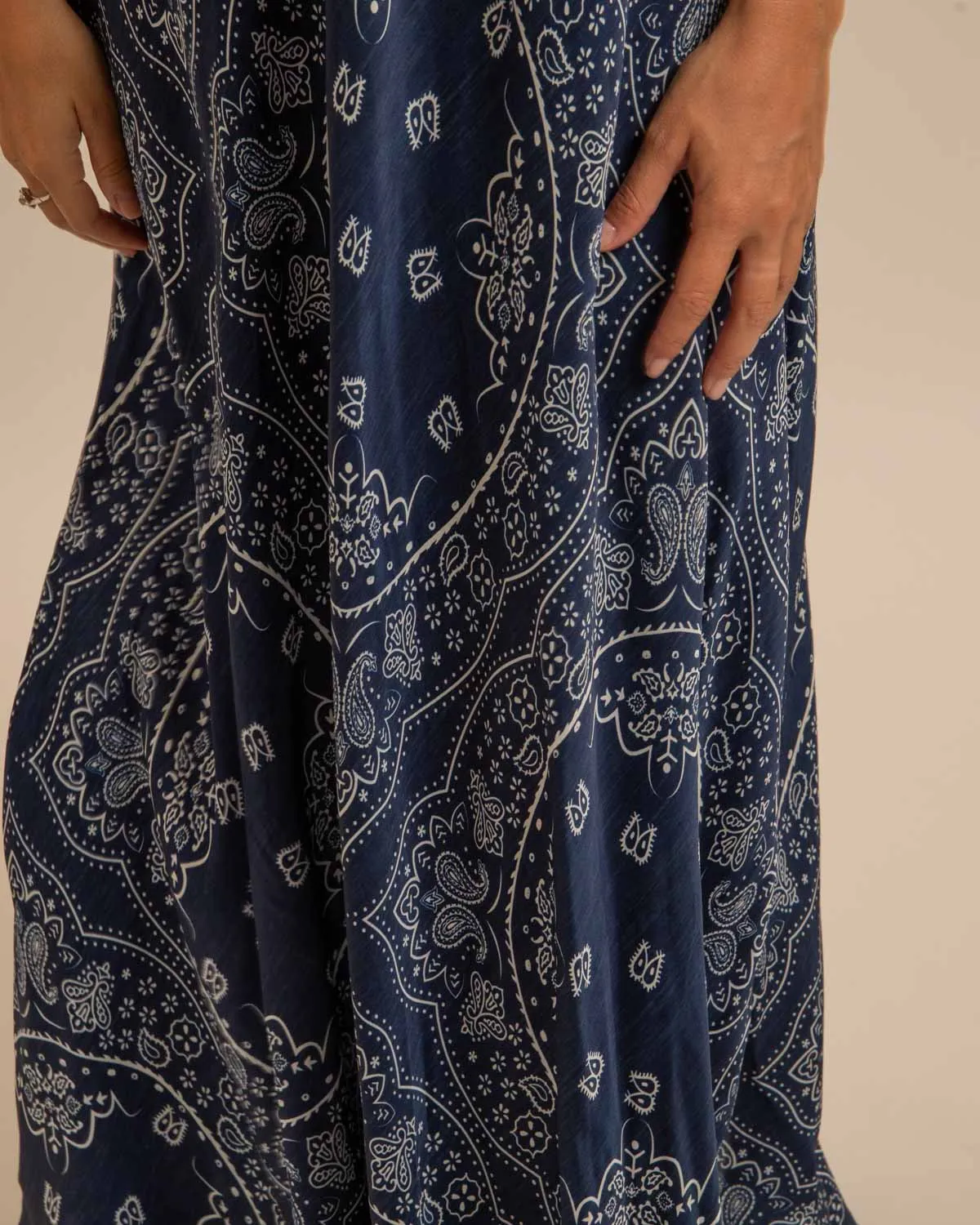 AOKYANOS Buffalo Bandana Navy robe viscose taille unique