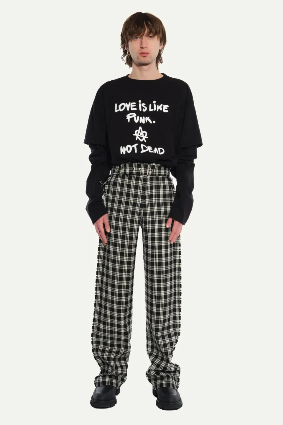 Jeanne Friot Tartan Suit Pantalon tailleur tartan noir blanc