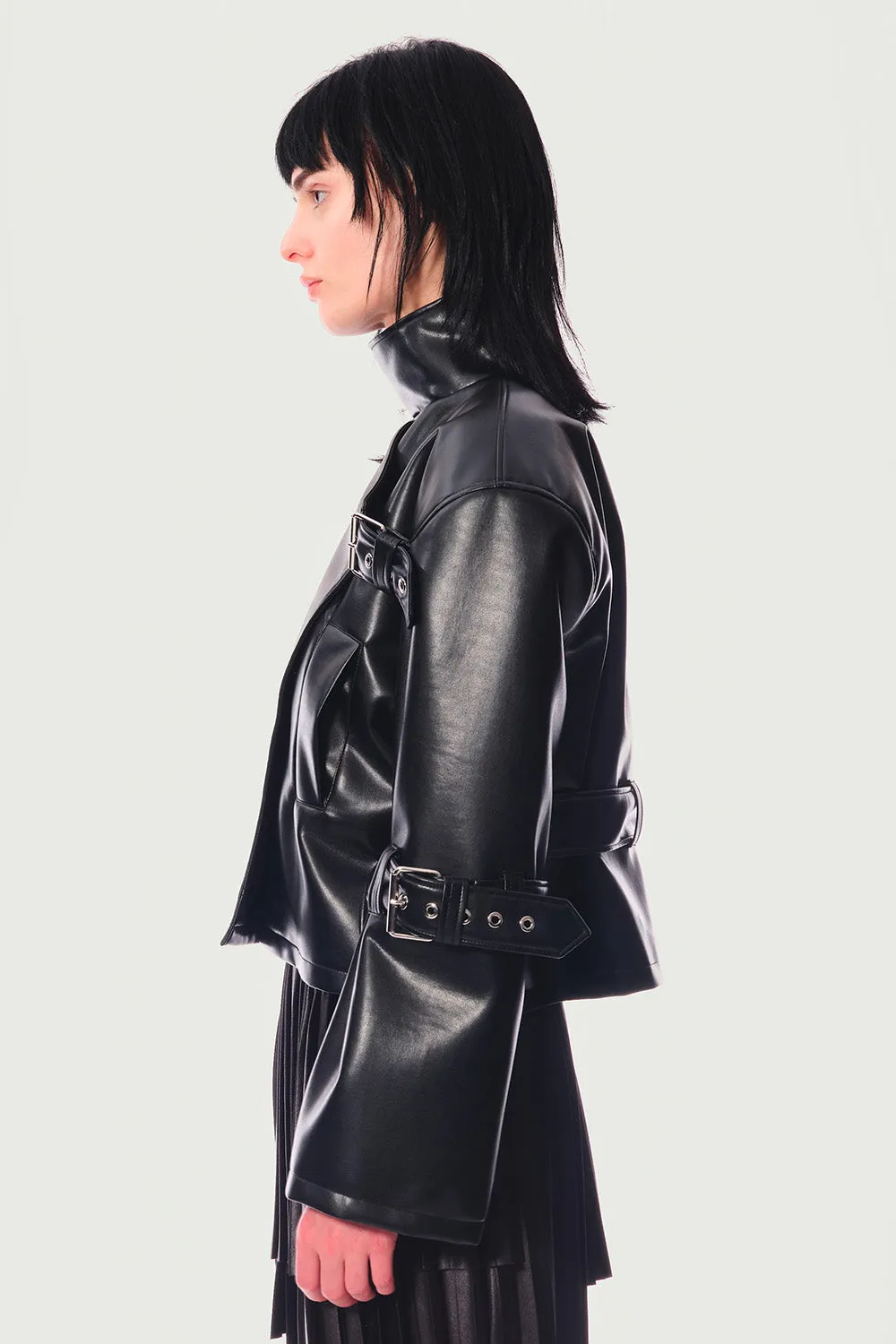 Jeanne Friot Lenny Perfecto veste cuir vegan noir