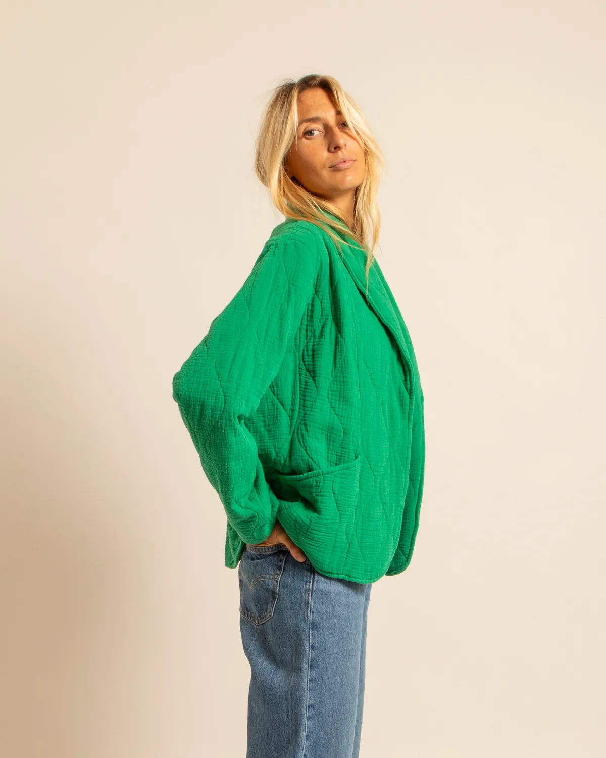 AOKYANOS Cuba kimono vert matelassé coton