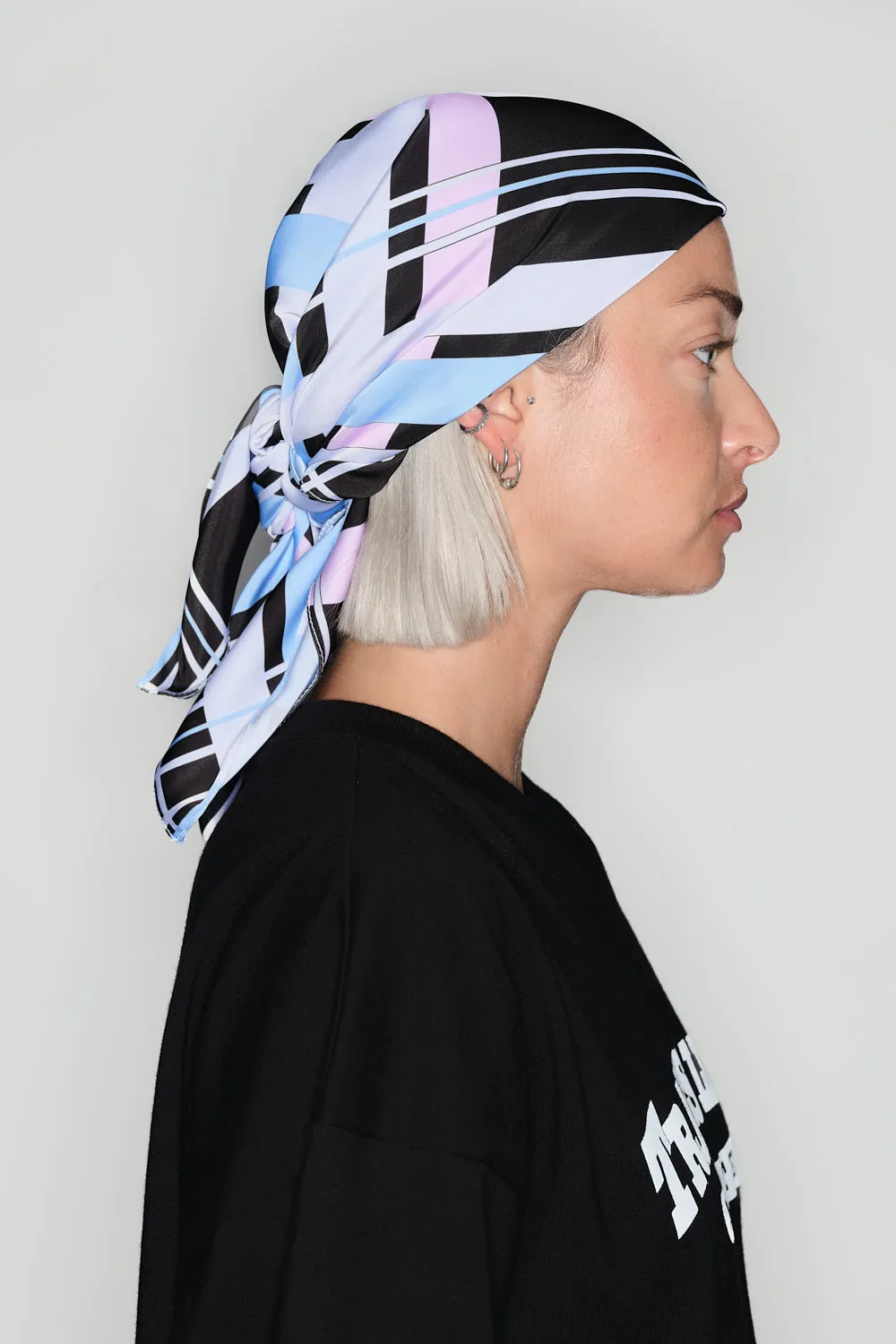 Jeanne Friot Flag foulard satin tartan trans