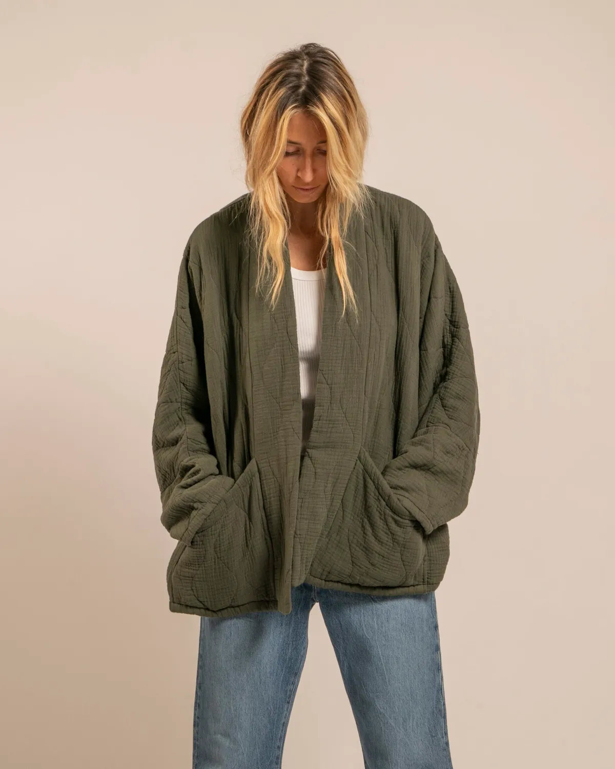 AOKYANOS Chicago veste kaki coupe droite