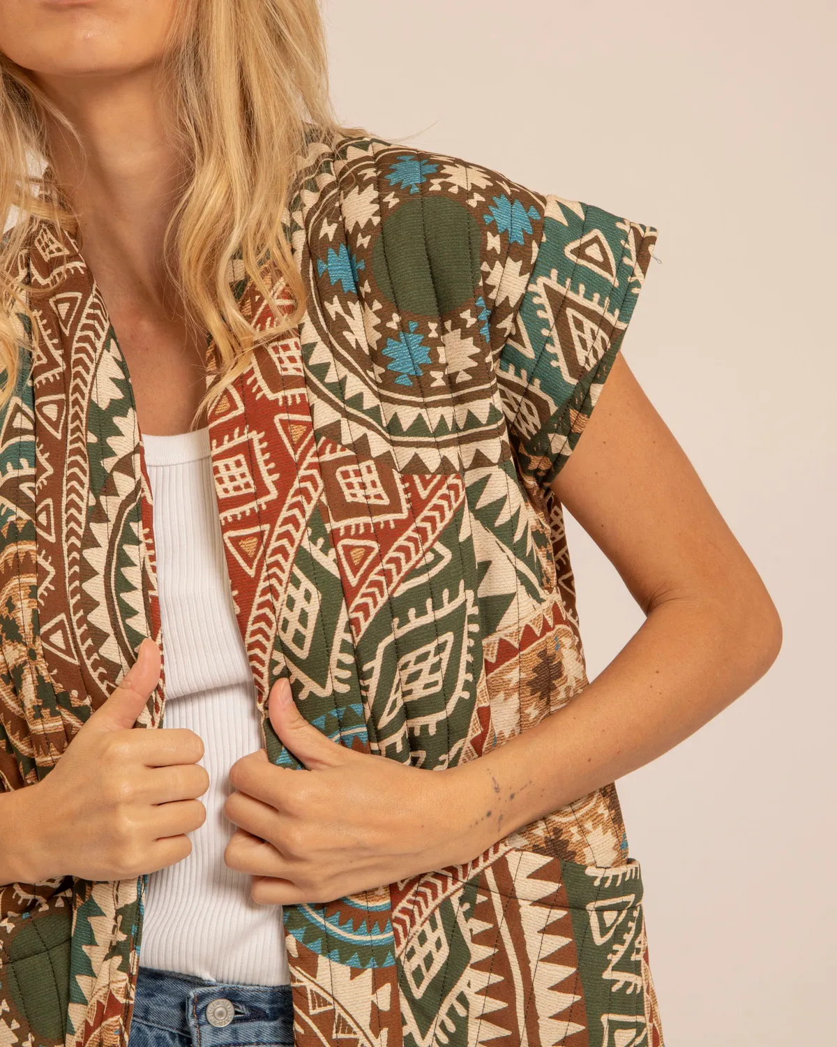 AOKYANOS Nazcas gilet kaki sans manches viscose
