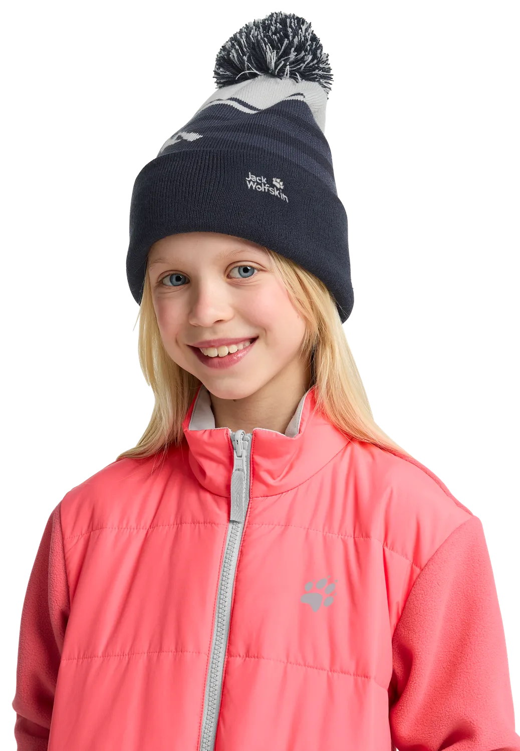 Jack Wolfskin Stripy Pompom Beanie K bonnet enfant chaud