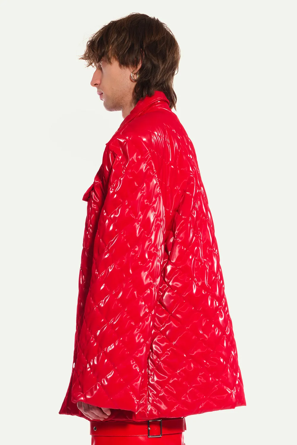 Jeanne Friot Kurt surchemise vinyle rouge matelassée L