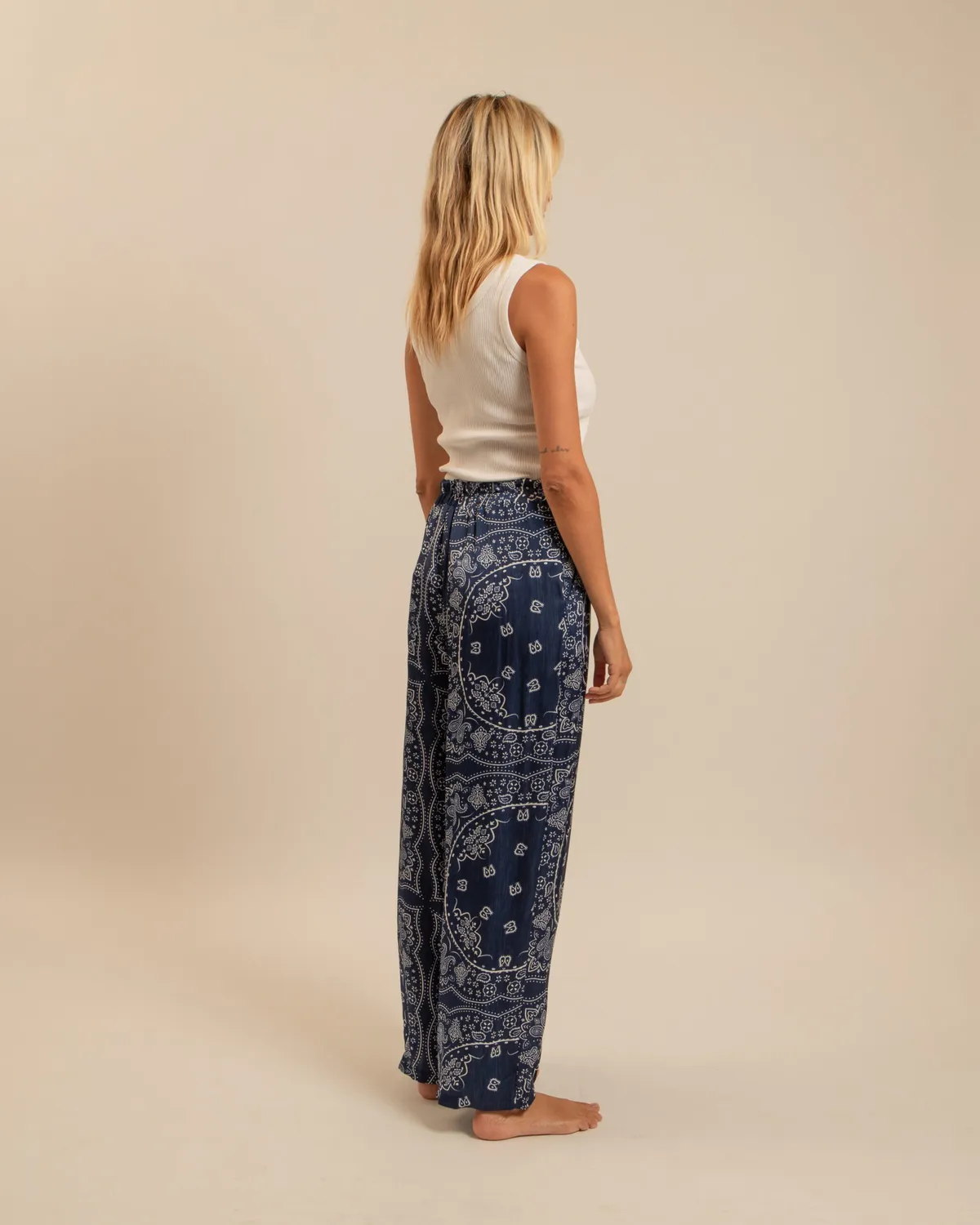 AOKYANOS Phoenix Bandana Navy pantalon viscose ample