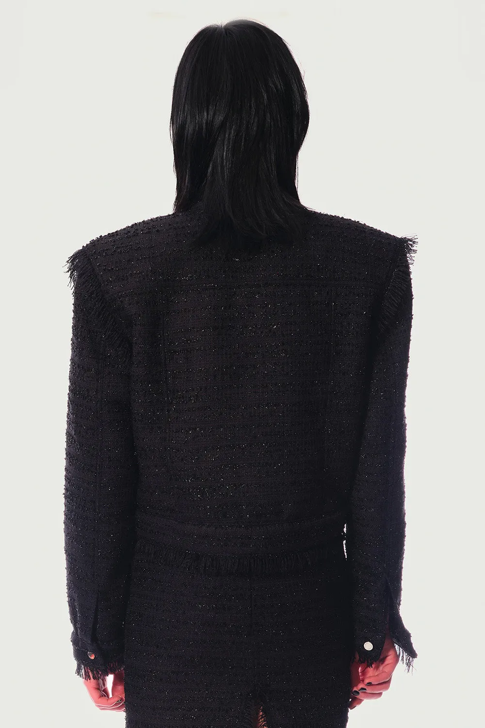 Jeanne Friot Micheline veste tweed noir 2XL