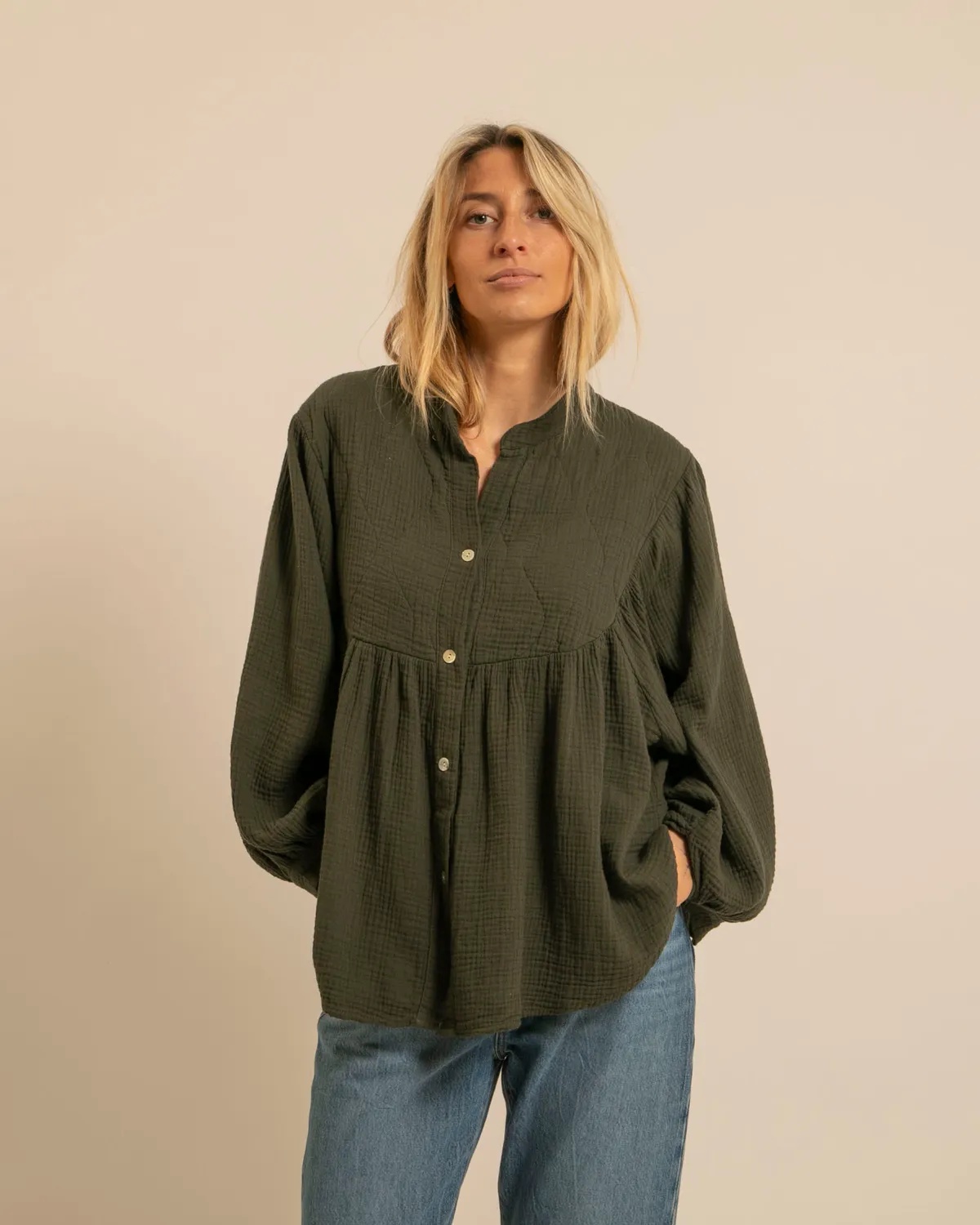 Aokyanos Los Angeles chemise kaki coton matelassée