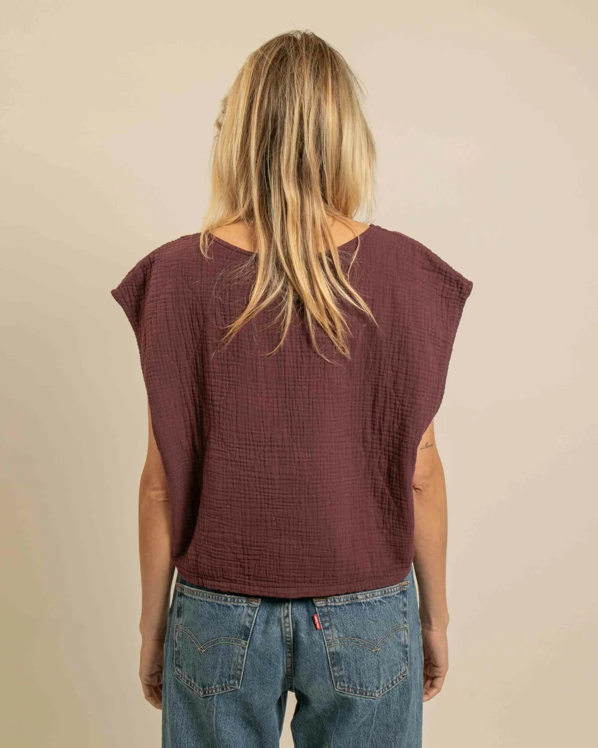 Aokyanos Manhattan Bordeaux crop top coton taille unique