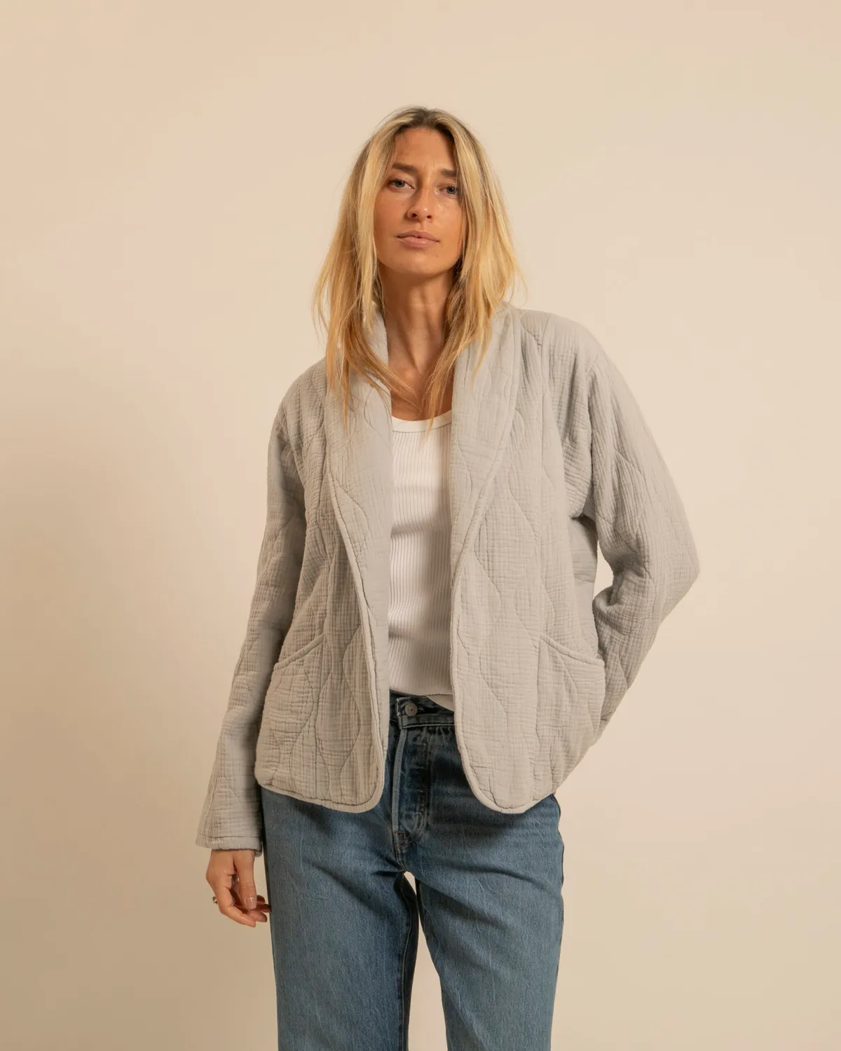 AOKYANOS Cuba Gris veste kimono coton matelassée taille unique