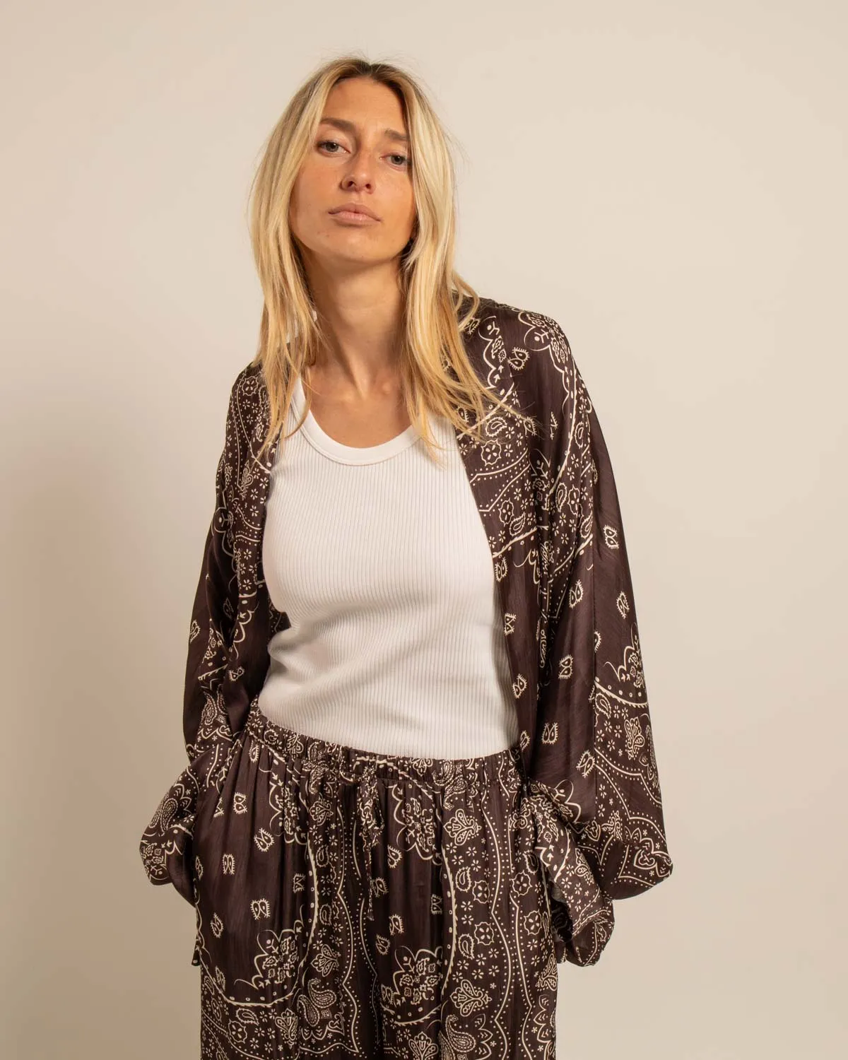 Aokyanos Chicago Bandana Chocolat veste kimono viscose