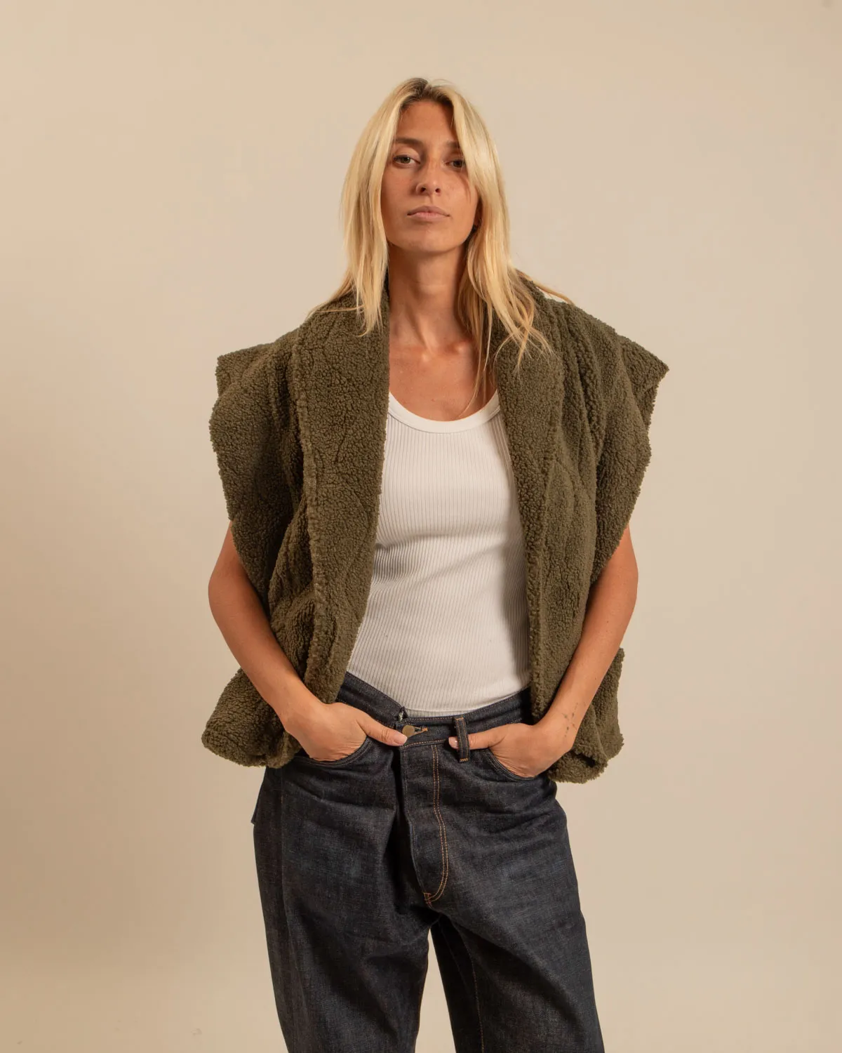 AOKYANOS Brooklyn Sherpa veste kaki taille unique