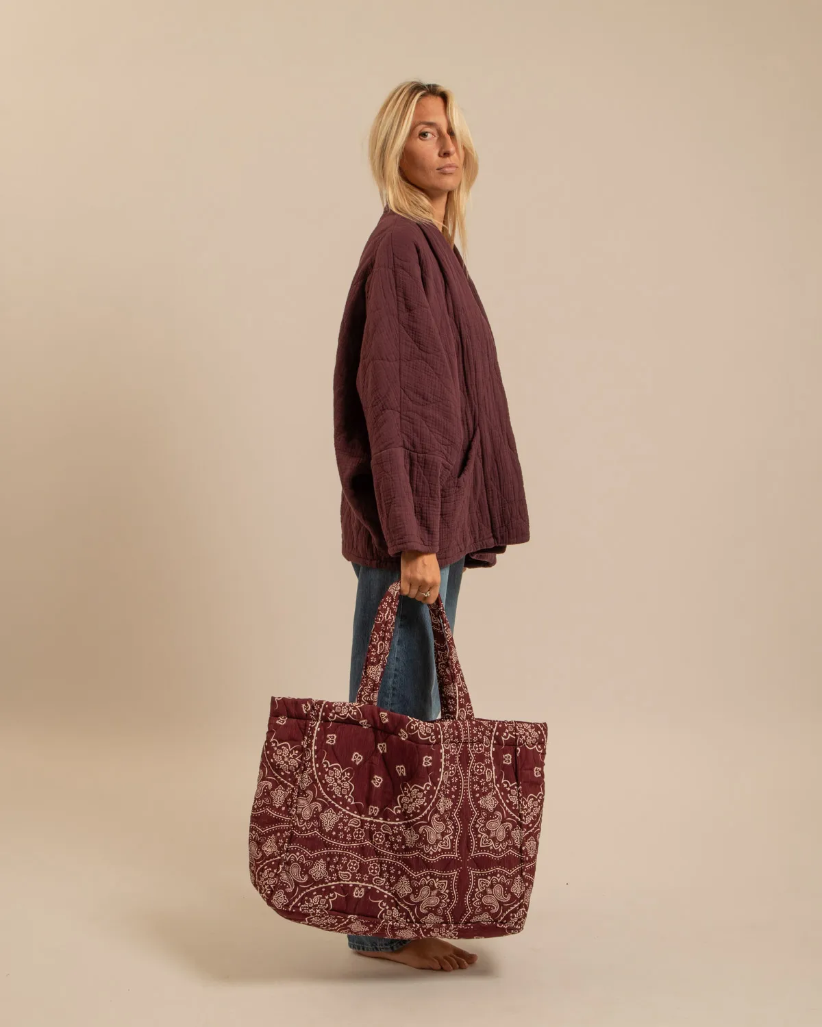 AOKYANOS Chicago veste kimono bordeaux matelassé
