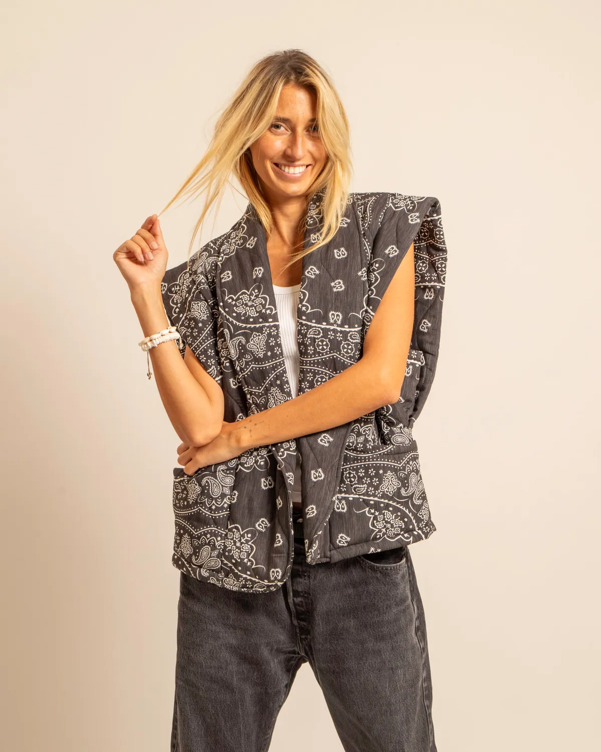 Aokyanos Brooklyn Bandanas gilet matelassé anthracite