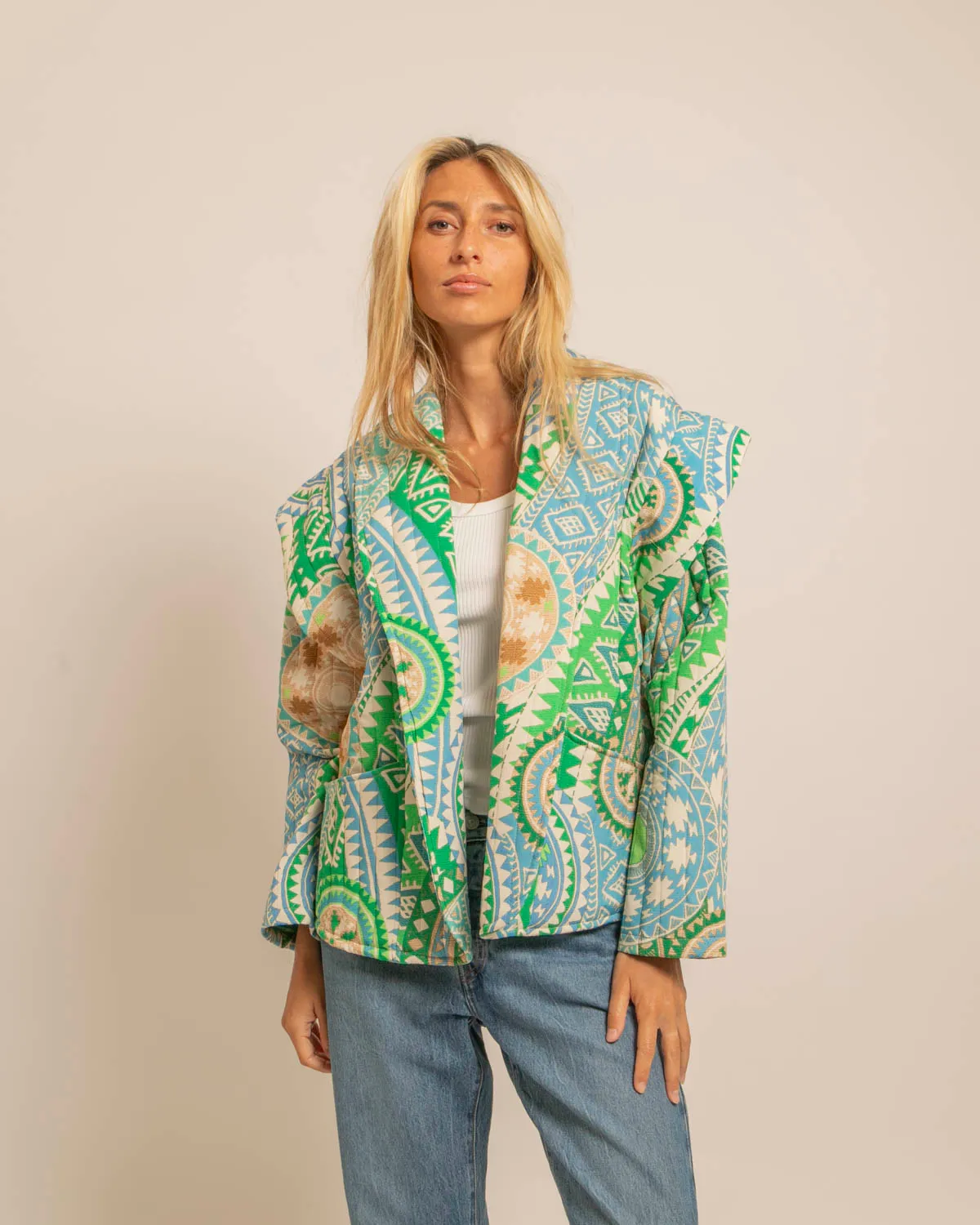 AOKYANOS San Francisco Nazcas kimono matelassé vert taille unique