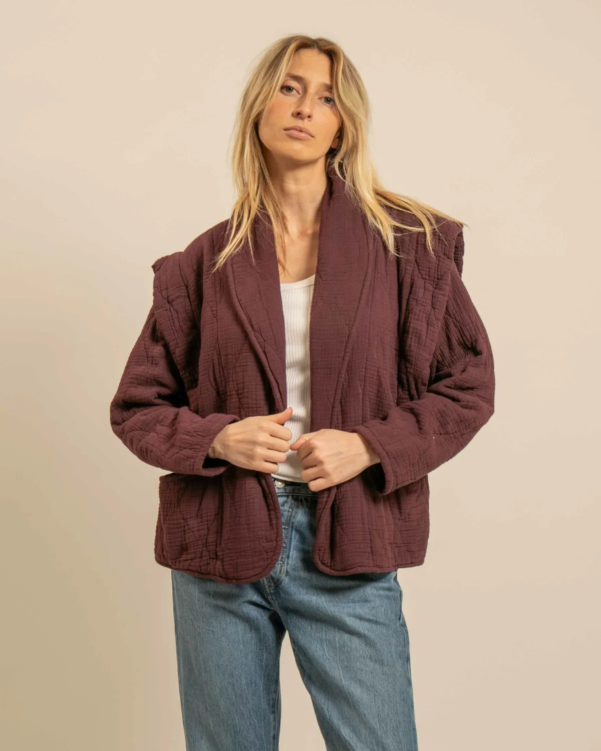 AOKYANOS San Francisco Bordeaux kimono coton taille unique