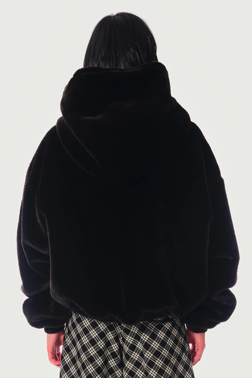 Jeanne Friot hoodie fausse fourrure noire oversize zip