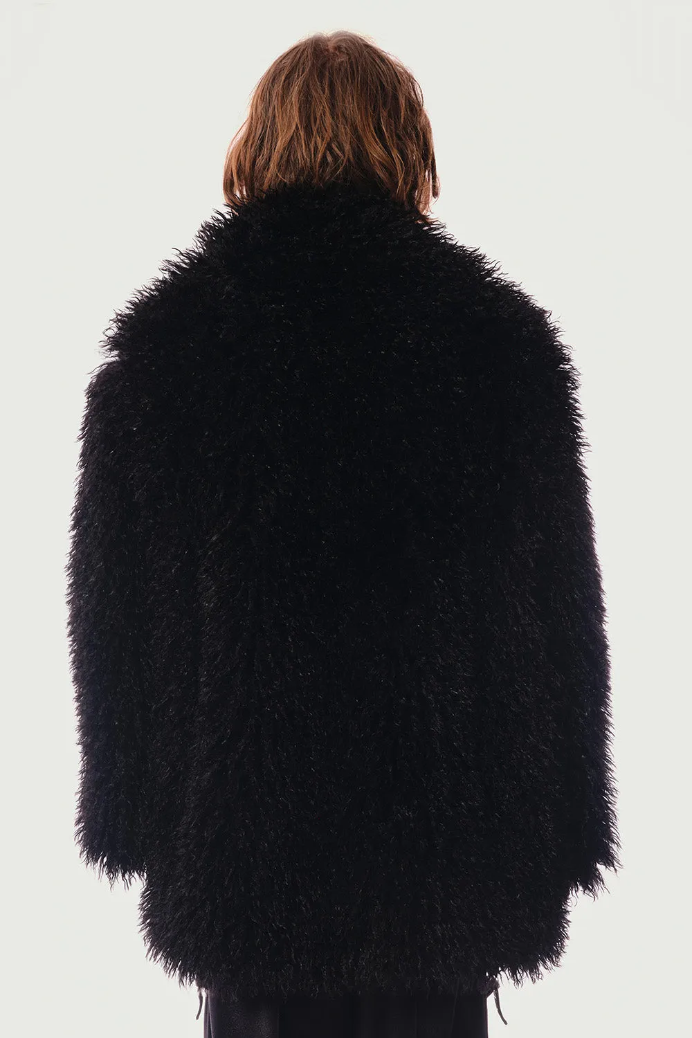 JEANNE FRIOT Debbie Coat manteau noir fausse fourrure