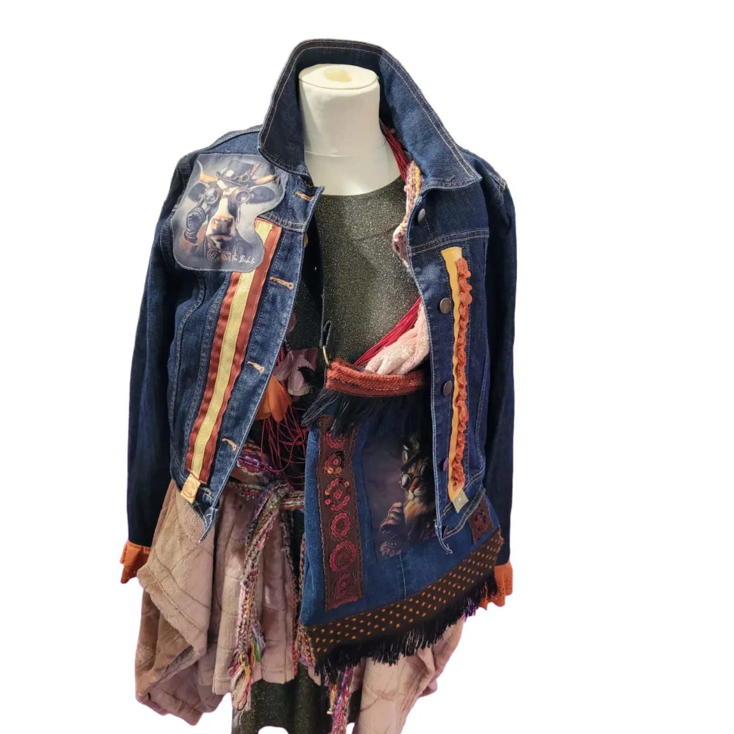 La Fée Bidule Steampunk Blue veste jean bleu foncé