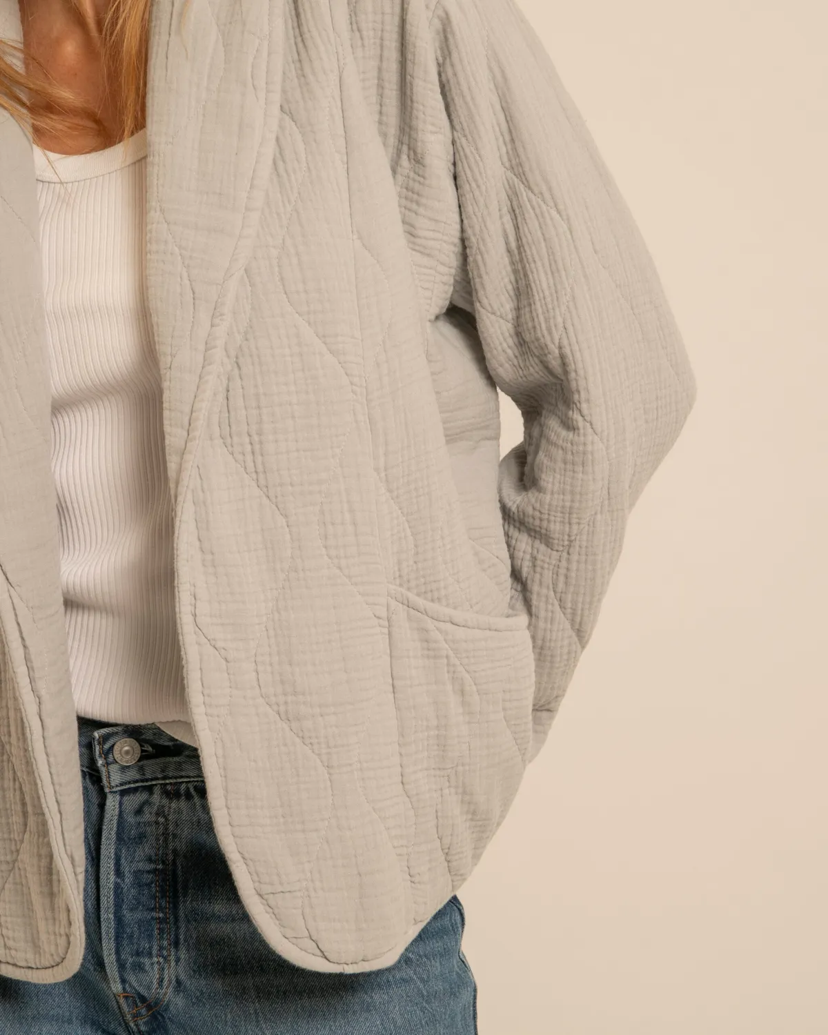 AOKYANOS Cuba Gris veste kimono coton matelassée taille unique