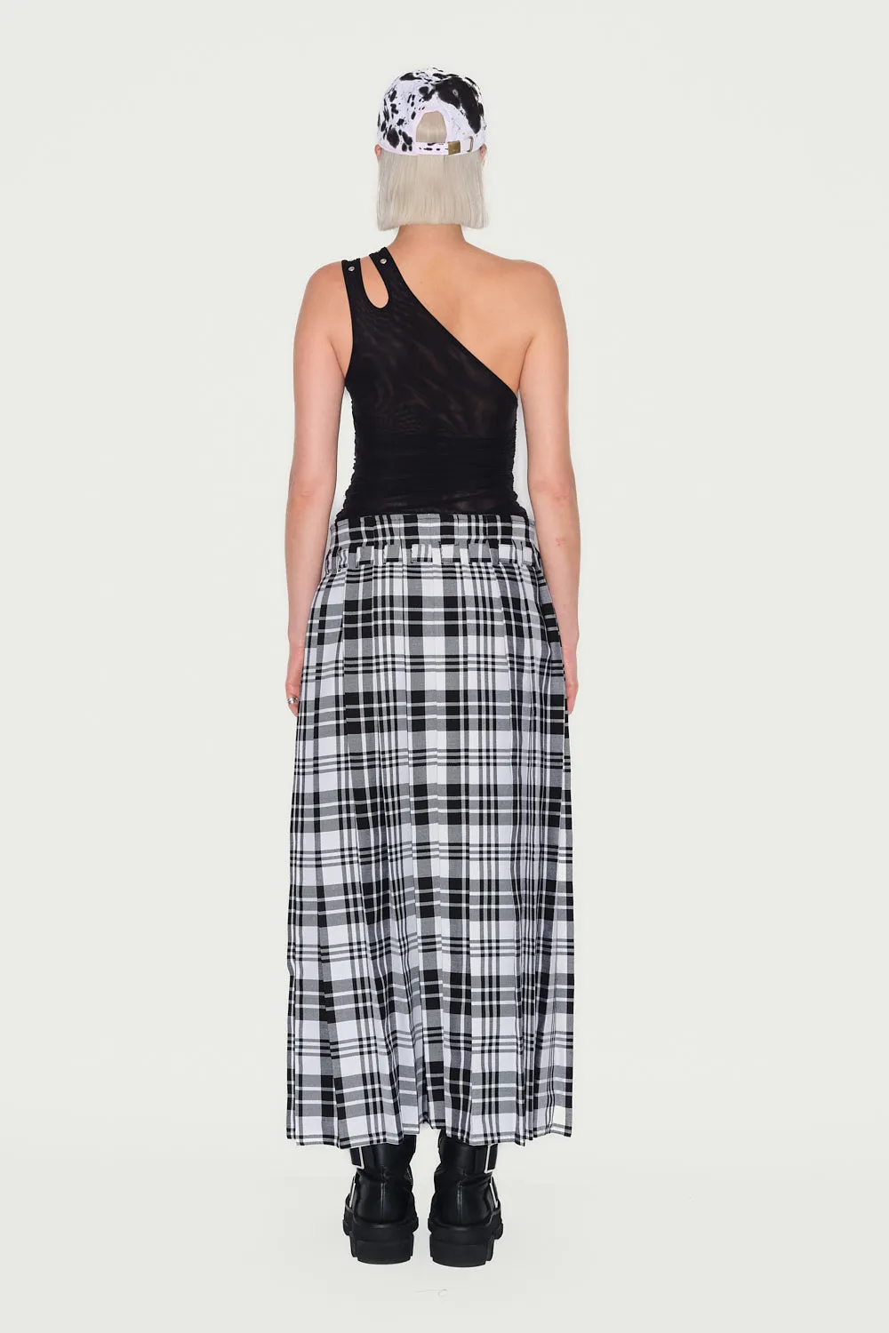 Jeanne Friot Resistance Long Kilt plissé tartan noir