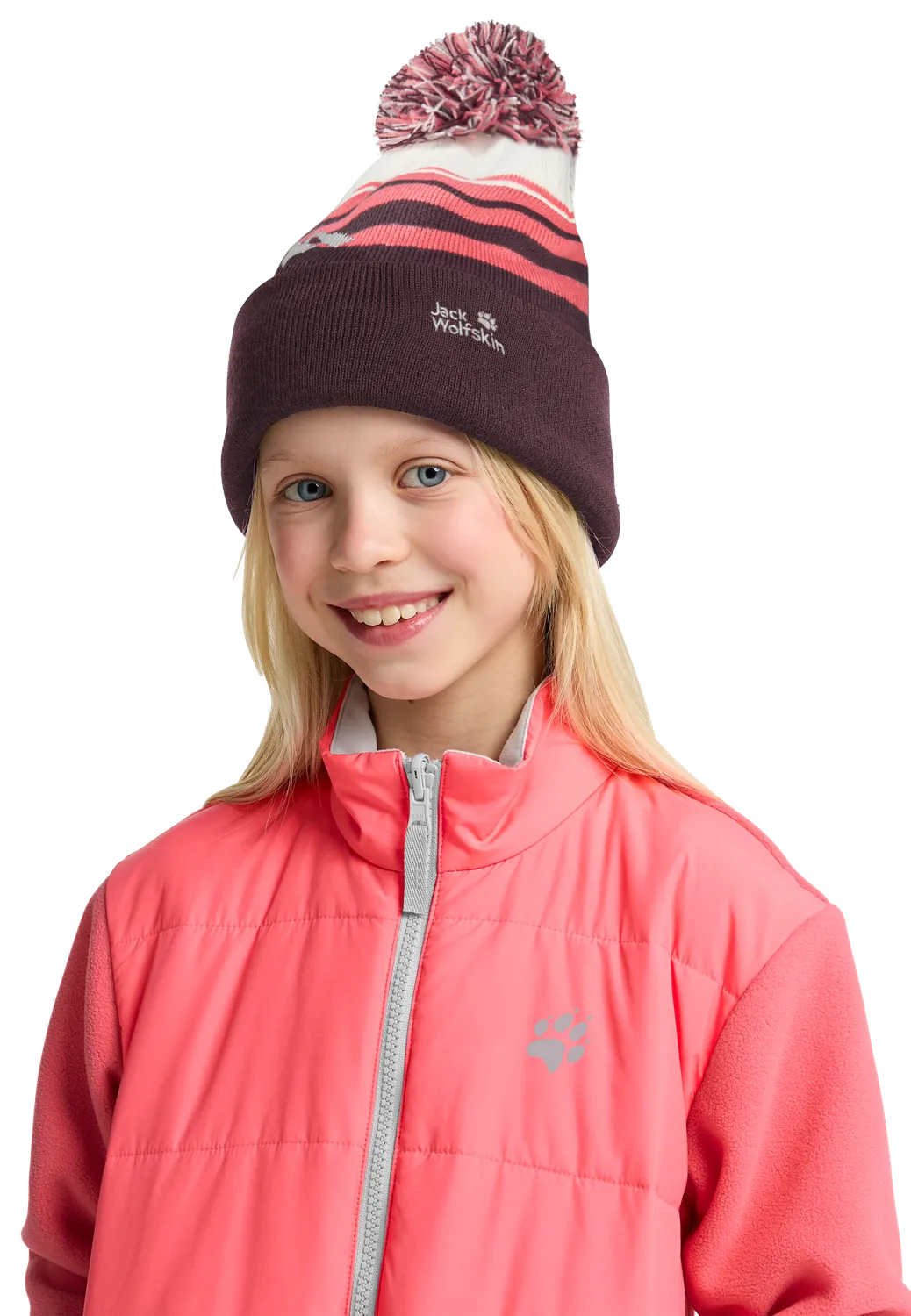 Jack Wolfskin Stripy Pompom Beanie K bonnet enfant