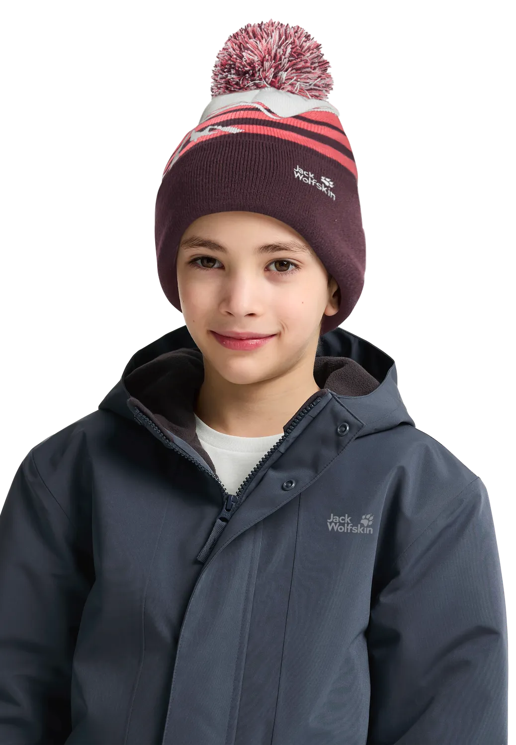 Jack Wolfskin Stripy Pompom Beanie K bonnet enfant
