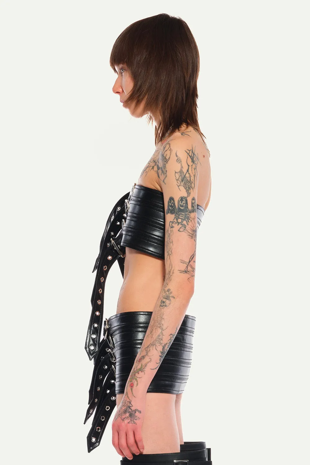 Jeanne Friot Belts Top top cuir vegan noir