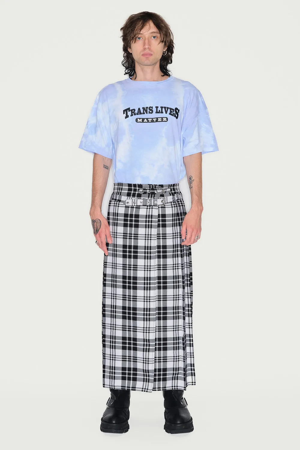 Jeanne Friot Resistance Long Kilt plissé tartan noir