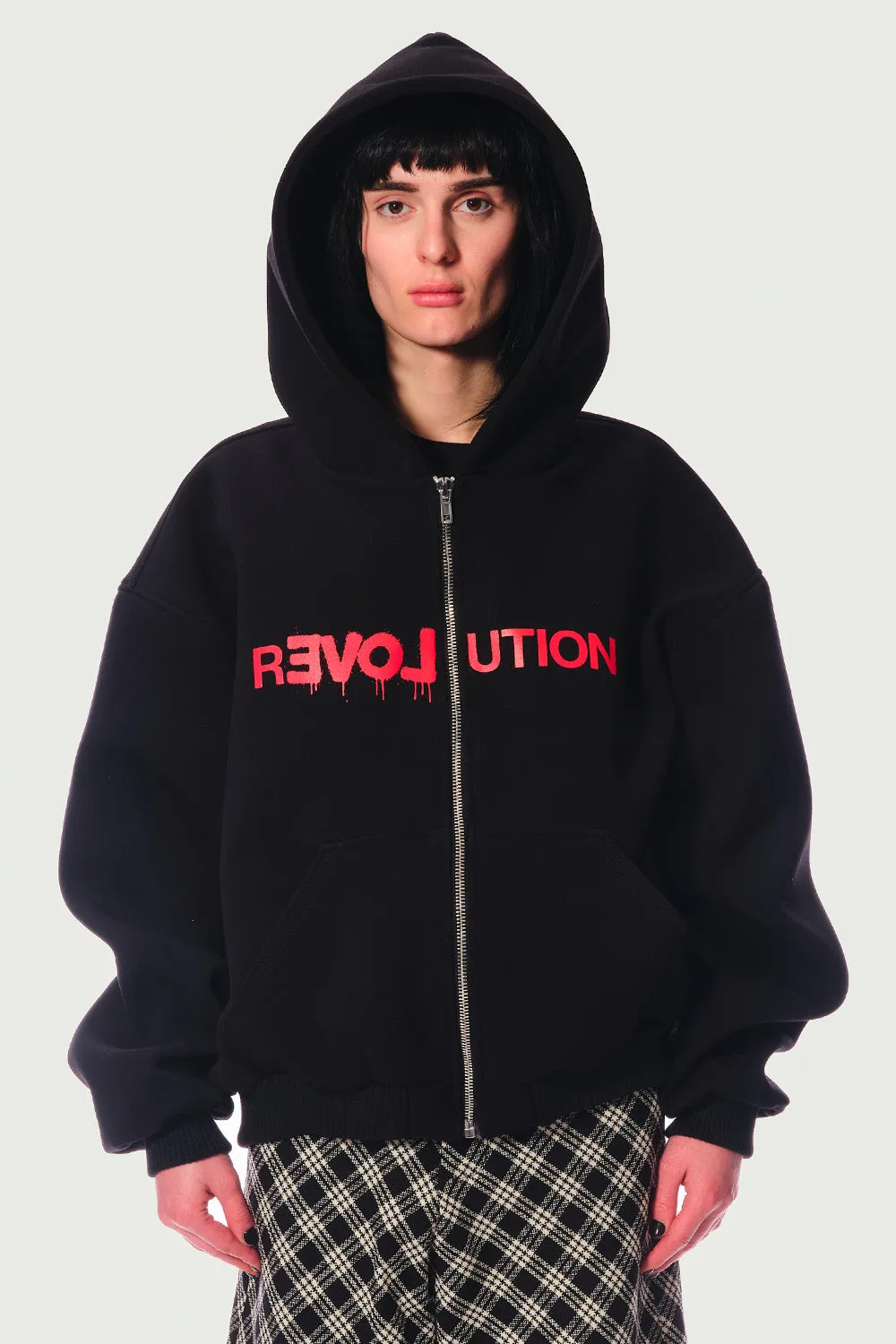 Jeanne Friot Revolution Crepe Hoodie sweat noir rouge