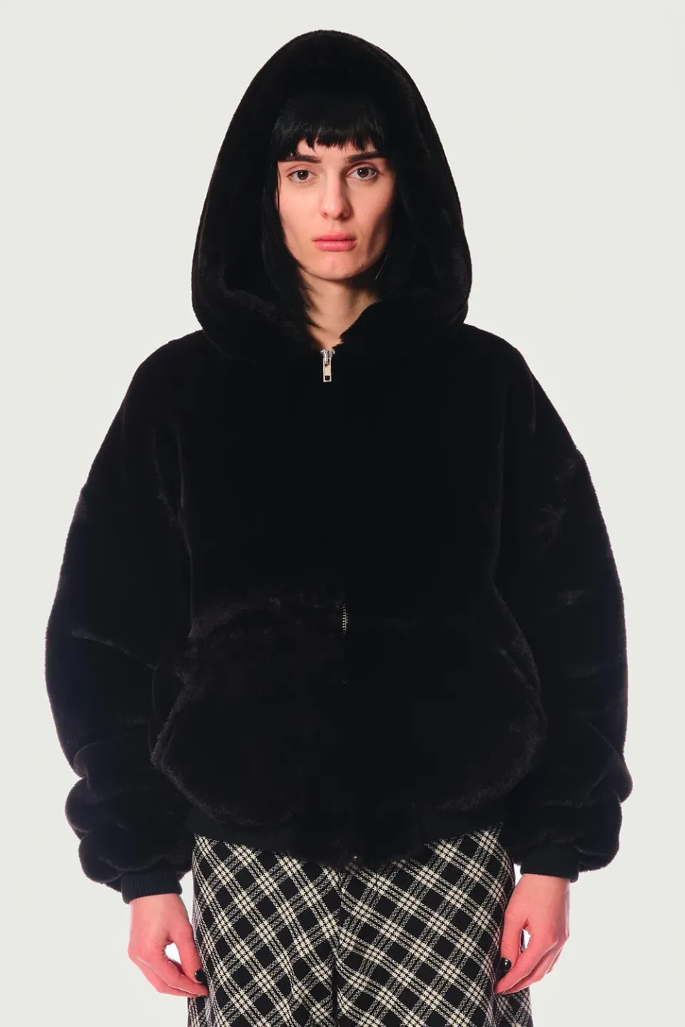 Jeanne Friot hoodie fausse fourrure noire oversize zip