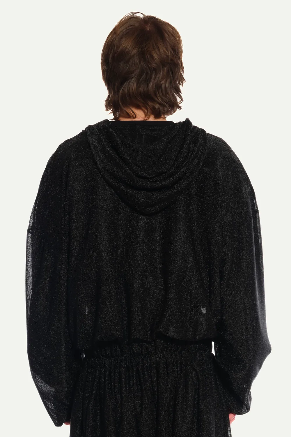 JEANNE FRIOT Metal Black Hoodie sweat capuche brillant