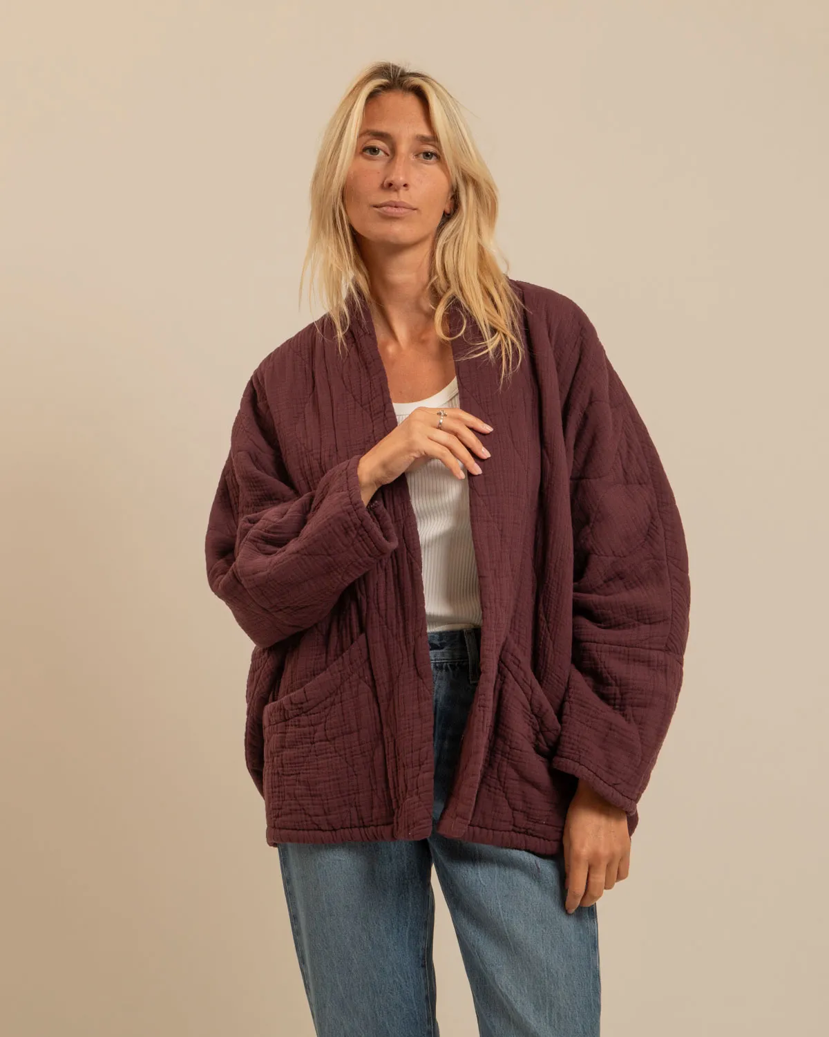 AOKYANOS Chicago veste kimono bordeaux matelassé
