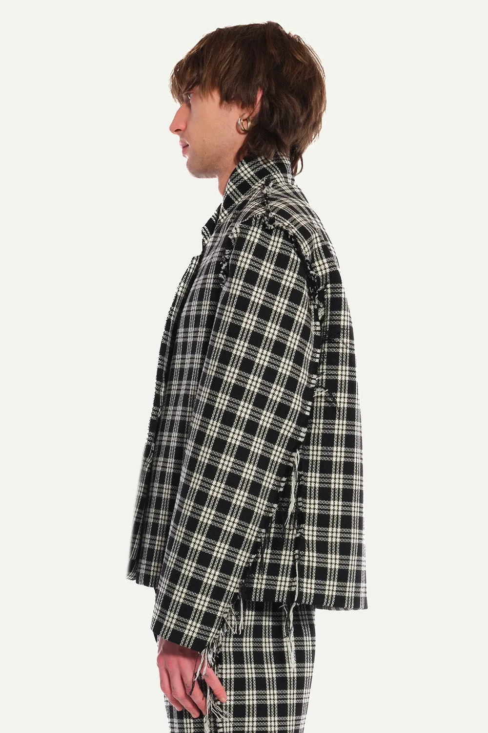 JEANNE FRIOT Tartan Suit Jacket veste laine oversize
