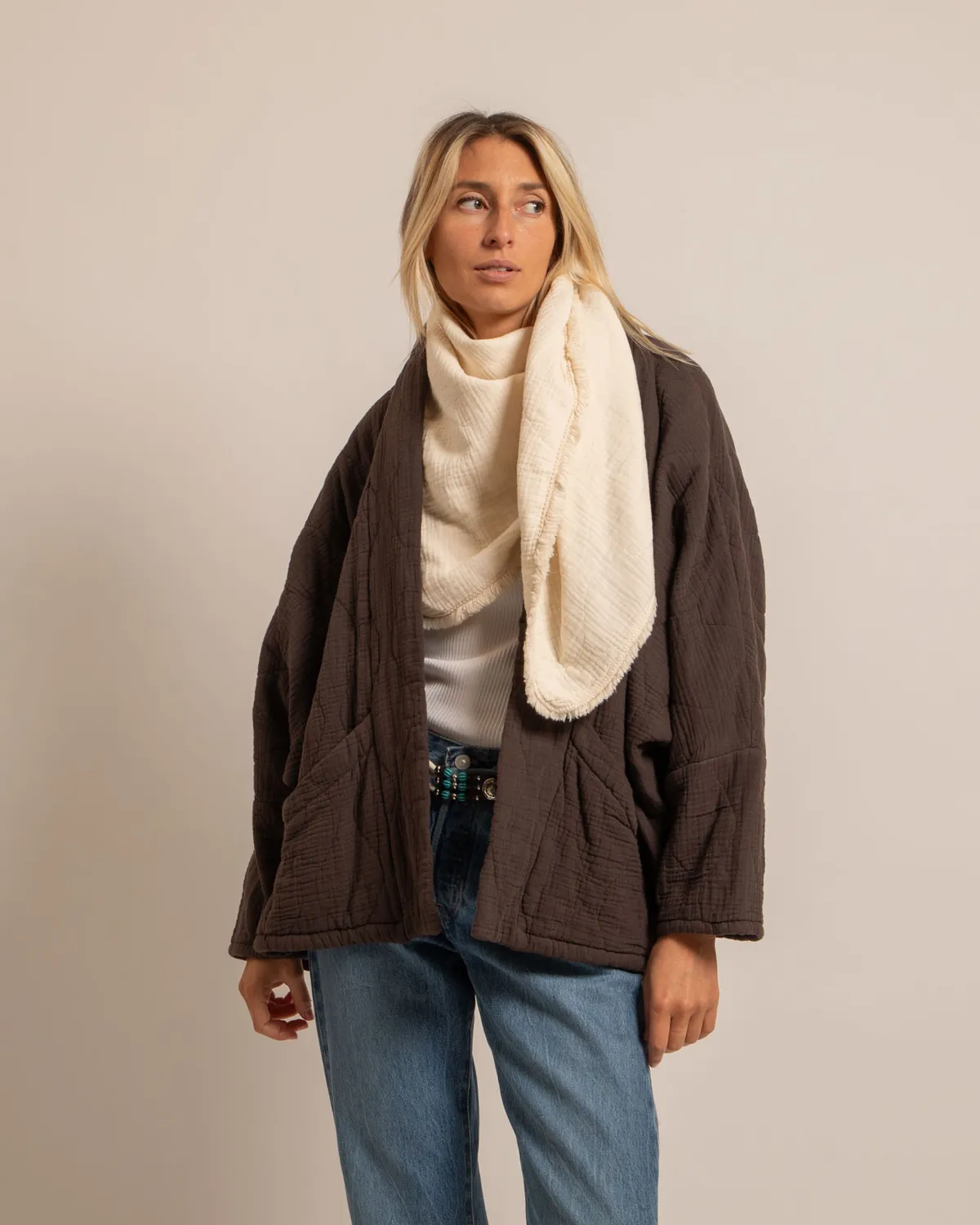 AOKYANOS Toronto chèche crème coton 120 cm