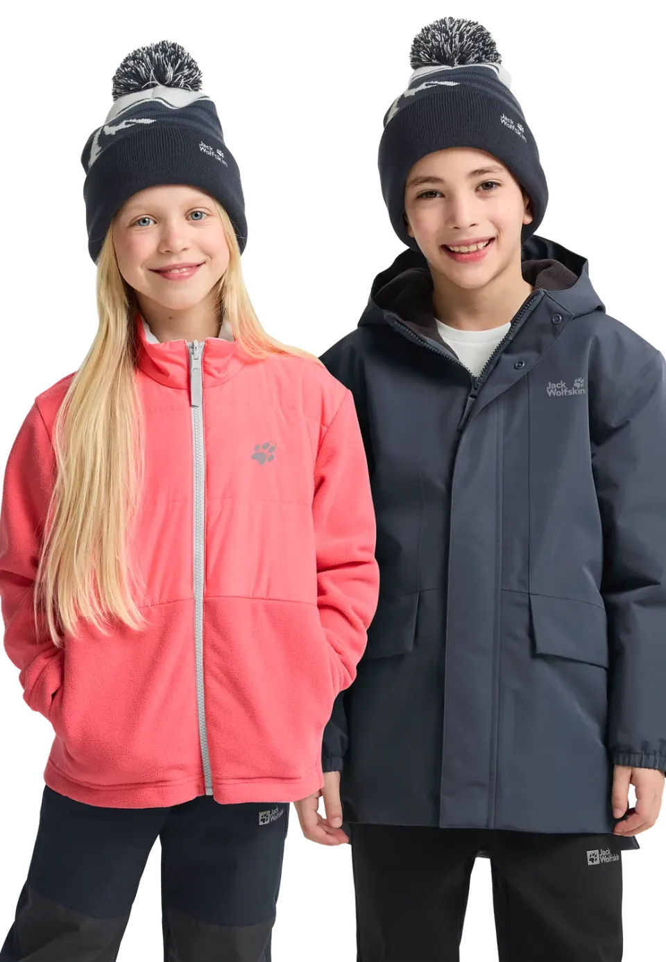 Jack Wolfskin Stripy Pompom Beanie K bonnet enfant chaud